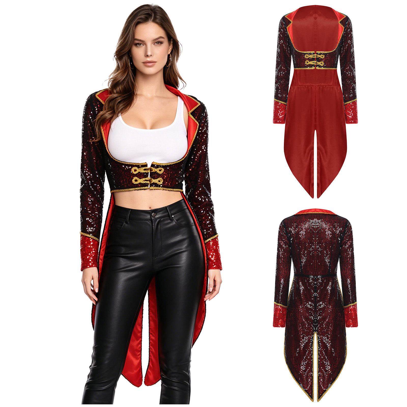 Womens Blazer - Womens Circus Ringmaster Tailcoat Halloween Cosplay